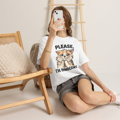Please I'm Innocent Cat T-Shirt — Cute 100% cotton Pleading Kitten Graphic Tee