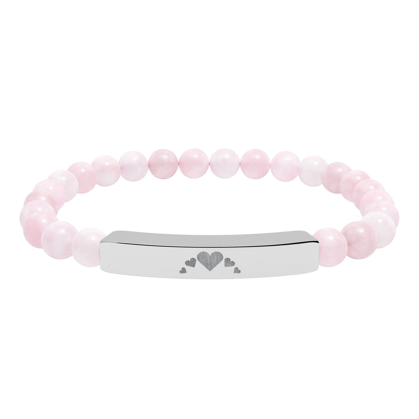 Engravable Heart graphics Natural Stone Bar Bracelet – Stretch Beaded Jewelry