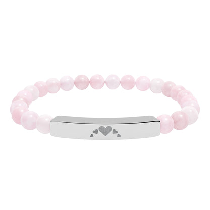 Engravable Heart graphics Natural Stone Bar Bracelet – Stretch Beaded Jewelry