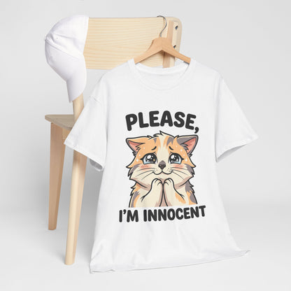 Please I'm Innocent Cat T-Shirt — Cute 100% cotton Pleading Kitten Graphic Tee