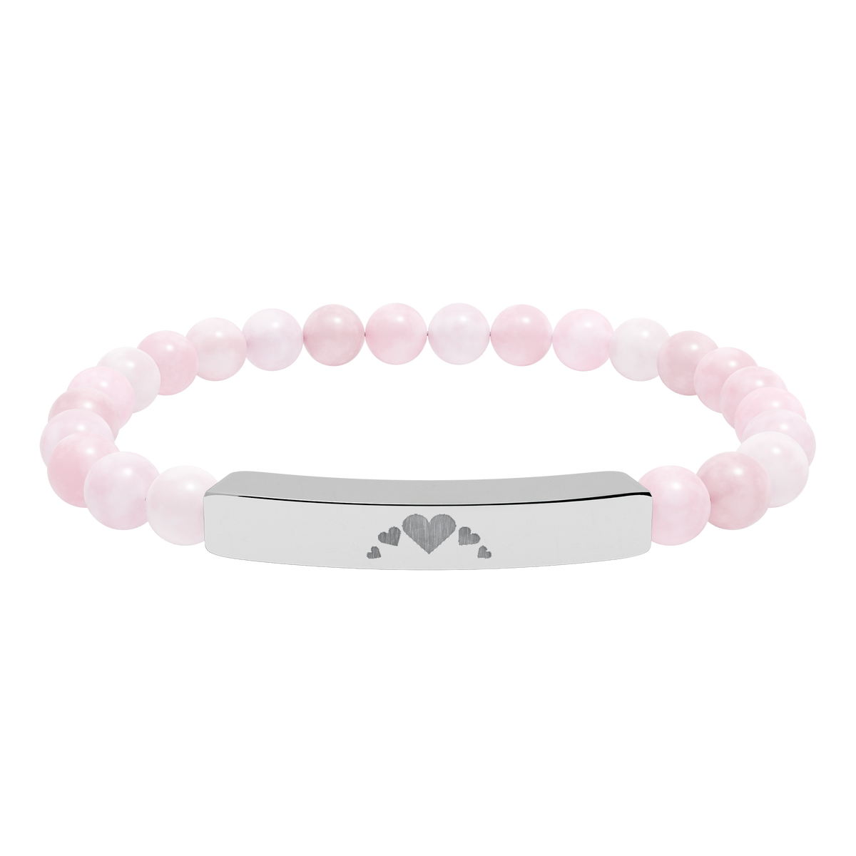 Engravable Heart graphics Natural Stone Bar Bracelet – Stretch Beaded Jewelry