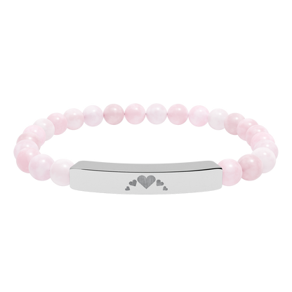 Engravable Heart graphics Natural Stone Bar Bracelet – Stretch Beaded Jewelry