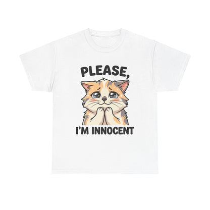 Please I'm Innocent Cat T-Shirt — Cute 100% cotton Pleading Kitten Graphic Tee